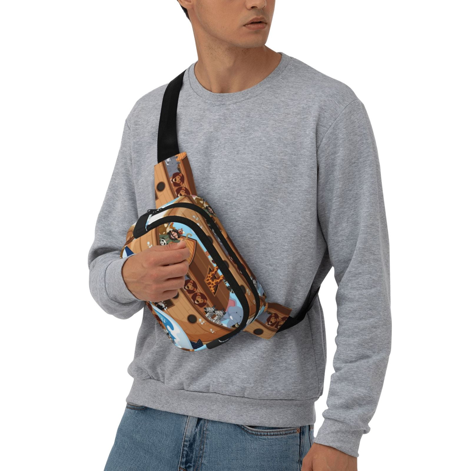 Hirioo Animals on Noah's Ark for Double Layer Waist Bag Adjustable Fanny Pack For Travel Running Hiking