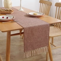 suxuMhao Tassels Table Runner, Brown 33x92cm - Polyester Table Runner, Thin Table Runner, Rustic Table Runner, Decorative Table Runner for Home