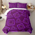 thumbnail image 2 of Castle Fairy Minimalism Outline Square Bed Spread Queen 3pcs,Abstract Triangle Outline Queen Coverlet Set,Violet Dark Purple,1 Quilt and 2 Pillowcases, 2 of 7