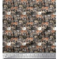 thumbnail image 1 of Soimoi Rayon Fabric Texture,Leaves & Tiger Animal Printed Fabric 1 Yard 42 Inch Wide, 1 of 1