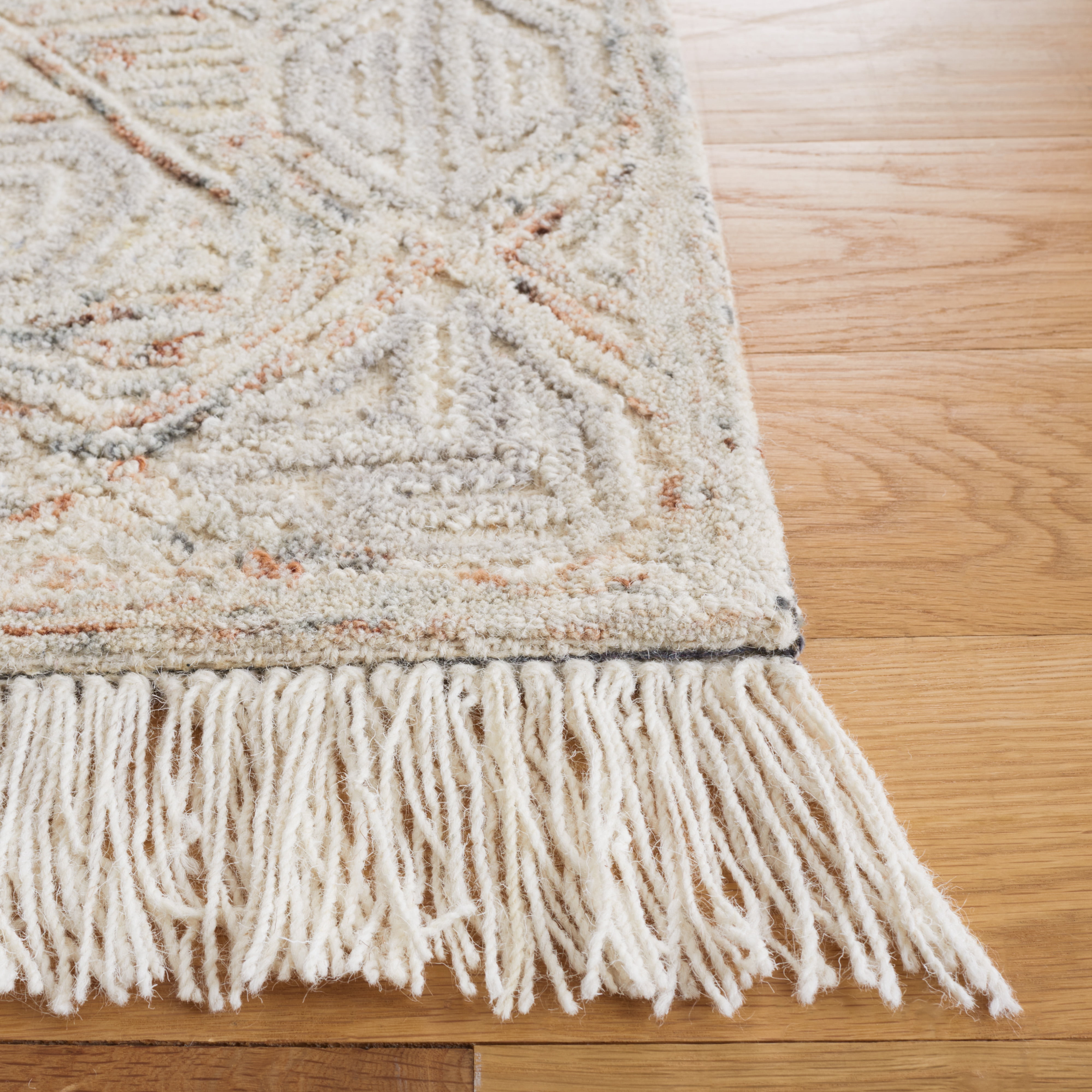 SAFAVIEH Ikat Hedley Geometric Runner Rug, Ivory/Grey, 2'3" x 8'