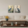 thumbnail image 2 of ZHONGYUTONG Blue Heron Wall Art Set of 2 Coastal Birds Canvas Pictures Beach Animal Painting Vintage Crane Print for Living Room Decor Framed (12.00" x 16.00" x 2PCS), 2 of 5