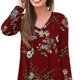 thumbnail image 3 of Camiseta femenina con cuello en V, estampado Floral, manga larga, suave, transpirable, Top para mujer para oficina, citas en casa, 3 of 5