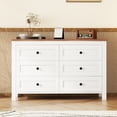 thumbnail image 2 of Retro Farmhouse Style Wooden Dresser with 6 Drawer, Storage Cabinet for Bedroom, White+Brown, 2 of 7