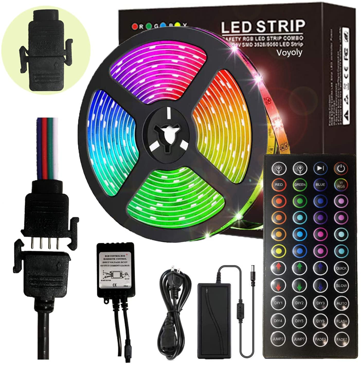 RGB 5M 2835 LED Strip Light 300leds+WiFi Controller MIC Music Control+DC Adapter 