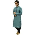 thumbnail image 3 of Atasi Men's Indian Ethnic Party Wear Gray Kurta Pyjama Set Long Shirt-S, 3 of 7