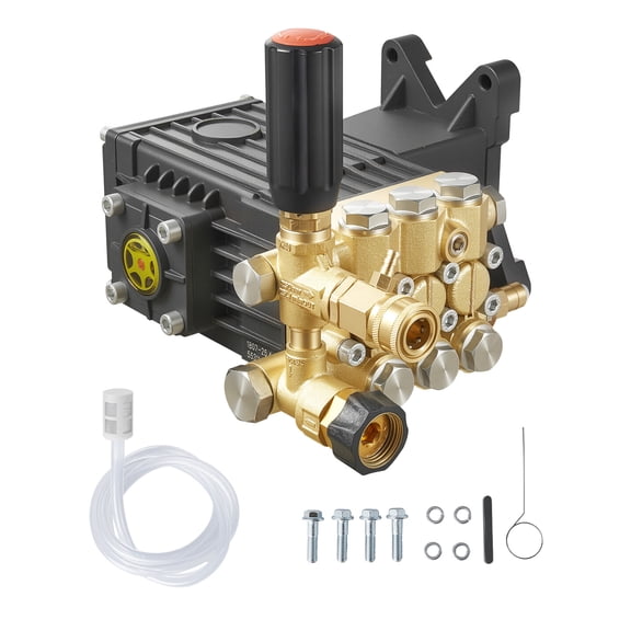 KFFKFF Pressure Washer Pump, 1" Shaft Horizontal Triplex Plunger, 3600 PSI, 3.7 GPM, Replacement Power Washer Pump Kit with Siphon Tube and Hardware, Compatible with Various Simpson MorFlex Models