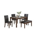 thumbnail image 2 of Aukfa 5-Piece Dining Set with 3 Chairs and Bench, Rectangular Faux Marble Table with Upholstered Seats for Kitchen or Dining Room, Brown, 2 of 8