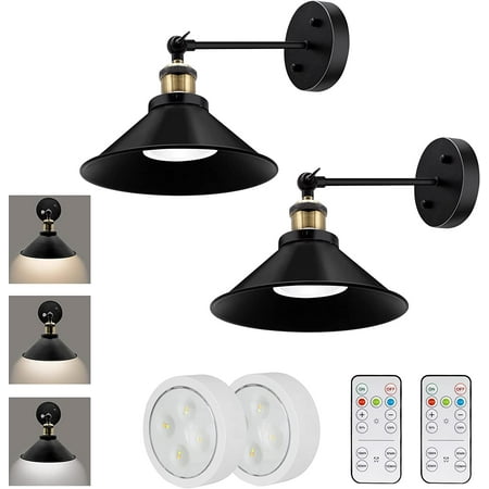 

Battery Operated Wall Sconces Set of Two Industrial Sconces Wall Lighting with Remote White Flexible Wall Lamps 240 Degree Rotatable Battery Wall Sconce for Living Room Staircase
