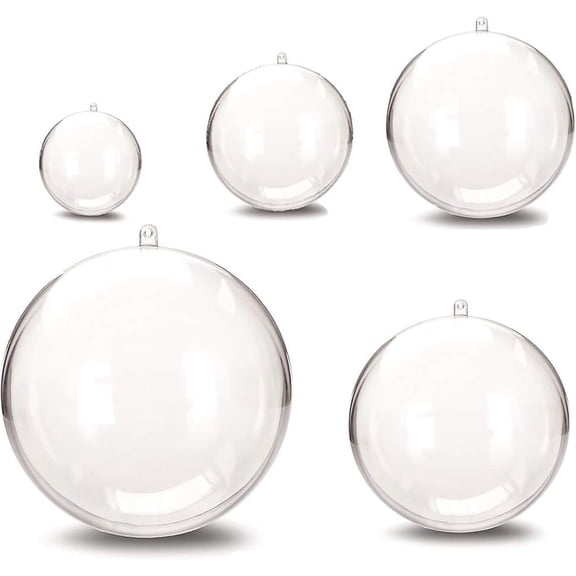 25 Pcs Transparent DIY Fillable Decoration Balls,Plastic Fillable Ornaments Balls,Christmas Ornaments Balls for Christmas Tree,Wedding,Party,Home Decor(5 Size)
