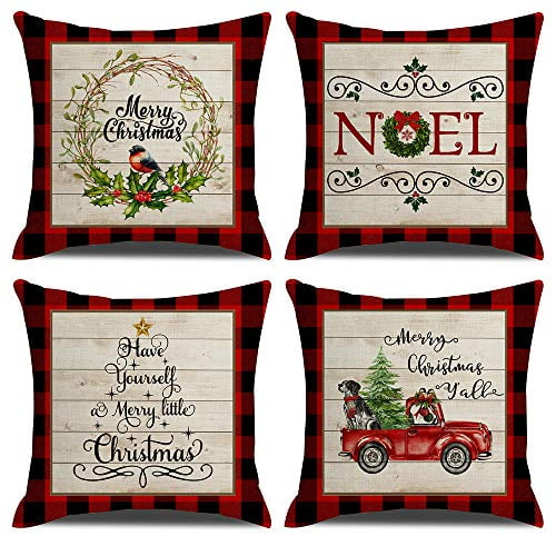 Rustic Christmas Cushion Cover Pillow Case Linen 18 x in Case Farmhouse Noel 