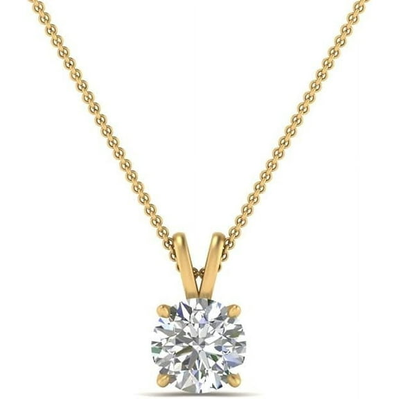 2Ct Round Cut Simulated Diamond Solitaire Women's Pendant 14K Yellow Gold Plated Silver Description