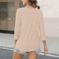 thumbnail image 4 of Oplxuo Women's 3/4 Length Sleeve Tops Square V Notched Neck Shirts Casual Summer Blouses, 4 of 4