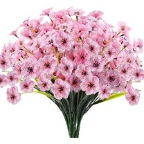 Zukuco 6 Bundles Artificial Violets Flowers UV Resistant Silk Flowers Outside Shrubs for Garden Porch Farmhouse Home Indoor Outdoor Wedding DÃ©cor(Pink)