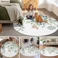thumbnail image 6 of Round Area Rug 4ft,Green Eucalyptus Leaves Starfish Shell Washable Carpet Non-Slip Runner Accent Rugs Indoor Floor Mat for Bedroom Living Room Decor,Summer Ocean Conch, 6 of 9