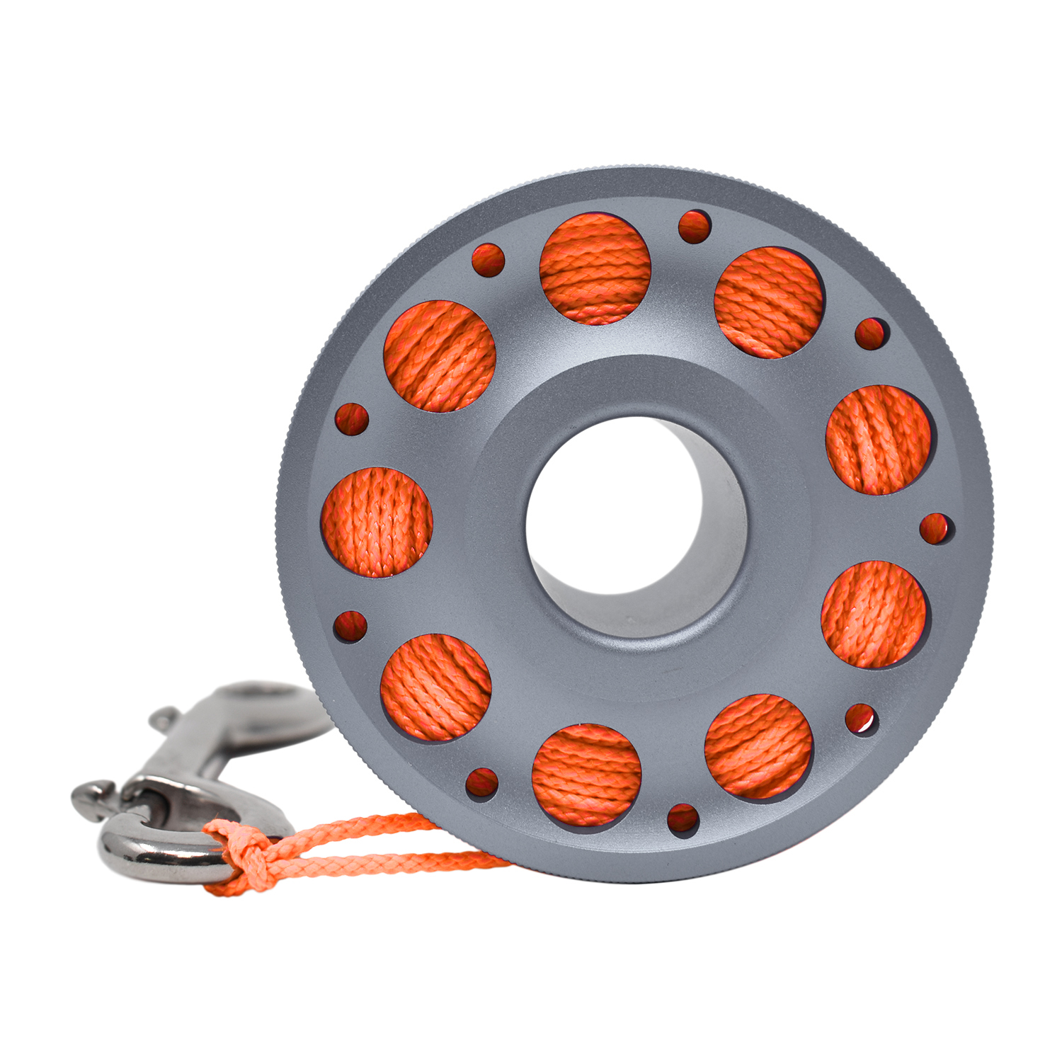 Aluminum Finger Spool 100ft Dive Reel w/ Retractable Holder, Gray/Orange - image 3 of 4