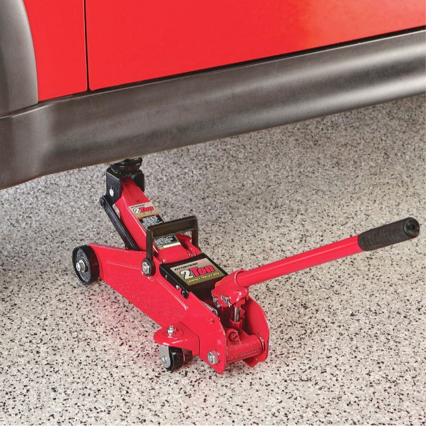 Pittsburgh Low Profile 2 Ton Floor Jack, 4000 lbs Capacity, Heavy Steel, 5-3/8 to 13 Inch Lift, Red
