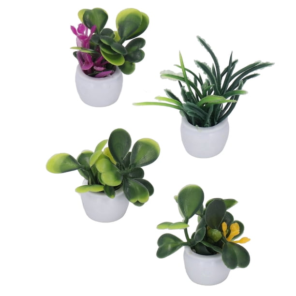 4 Uds Planta en Maceta Flor Artificial en Miniatura Bonsái Pequeño ANGGREK para Decoración de Jardín 1:12