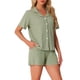 thumbnail image 4 of INSPIRAR CHIC Conjunto de Pijamas para Mujeres 100% Algodón Botón Abajo Cuello Notch Ropa de Dormir de Manga Corta 2 Piezas con Bolsillos M Verde, 4 of 6