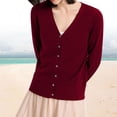 thumbnail image 4 of Jxximdong Cardigans for Women, Classic Button Down Long Sleeve V Neck Soft Knit Sweater, Women's Bolero Shrugs Red, 4 of 6