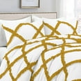 thumbnail image 3 of D.N.G. BEDDINGS 5 Piece Luxury Two Tone Diamond Ruffle Pattern Comforter Set Premium Super Soft, All Season 800 Thread Count 100% Egyptian Cotton Full/Queen Size Gold/White Solid Color, 3 of 4