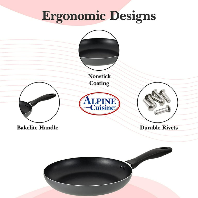 Alpine Cuisine Aluminium Nonstick Coating Frying Pan Gray 8in with  Ergonomic Bakelite Handle & Healthy Cooking Pan, Ideal for Family, Durable  & Evenly