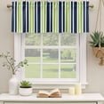 thumbnail image 3 of Navy Blue Green Striped Valances for Windows, Decorative Rod Pocket Window Valance Curtains, Modern Minimalist Ombre Lines Short Curtain Drapes for Kitchen/Living Room, 2 Panels, 60" W x 18" L, 3 of 8