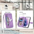 thumbnail image 2 of TECH CIRCLE Samsung Galaxy S23 Wallet Case,Embossed Flower PU Leather Folio Flip Protective Zipper Cover with Wrist Strap RFID Blocking Card Holder Kickstand Case for Galaxy S23 6.1" 2023, Purple, 2 of 8
