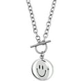 thumbnail image 1 of Stainless Steel Smiley Face Crying Face Necklace for Men Boys Rotatable Cute Smile Pendant, 1 of 5