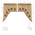 thumbnail image 4 of VHC Brands Burlap Natural with Burgundy Stars Primitive 36"x36"x16" Swag Pair Tan Rod Pocket Stenciled Cotton Kitchen Window Curtains, 4 of 4