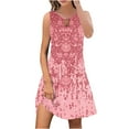 thumbnail image 3 of zanvin Clearance Vente Femmes Robes d'Été, Mode d'Été Imprimé à Col Rond Sans Manches Robe Pull, Rose, XXXL, 3 of 6