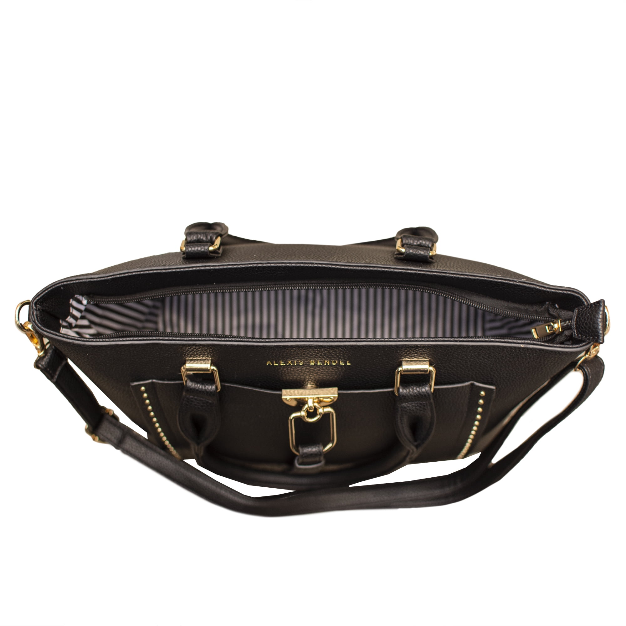 Alexis Bendel Black Women’s Vegan Leather Multi-Style Shopper Tote Everyday Handbag