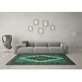 thumbnail image 3 of Ahgly Company Indoor Round Persian Turquoise Blue Traditional Area Rugs, 7' Round, 3 of 4