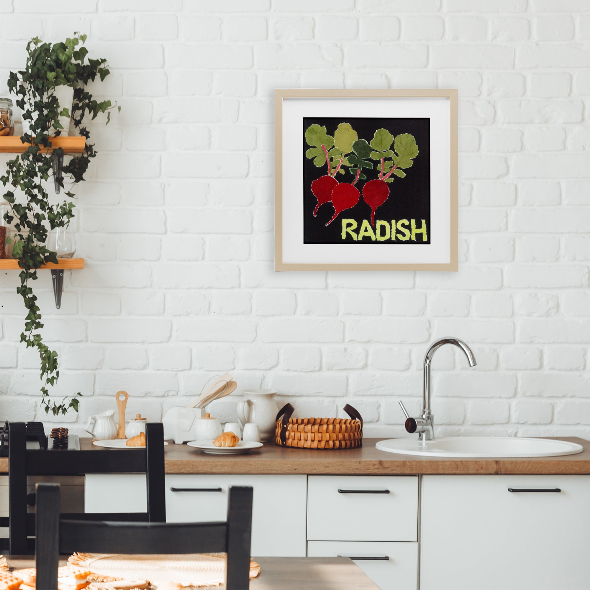 Stupell Industries Collaged Radish Vegetables Birch Framed Print Under Glass, design by Nancy Overton