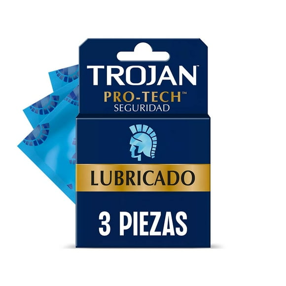 Trojan Condones Pro-Tech Caja con 3 piezas. Lubricados para Mayor Confort y Sensibilidad, de Hule Látex Natural. Calidad Triplemente Comprobada