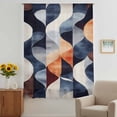 thumbnail image 3 of Navy Blue Burnt Orange Sheer Curtains 54 Inches Long, Geometric Retro Abstract Light Filering Curtains, Breathable Simi Curtain Privacy Drapes for Kitchen Bathroom Lightweight Small Window Treatment, 3 of 9