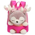 thumbnail image 1 of Mochila De Felpa Bolsa de dibujos animados Bolsa de animales lindos Bolsa de felpa simple en forma de ciervo para niños (rosa roja) Likrtyny libre de BPA, 1 of 9