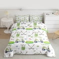 thumbnail image 2 of Homewish Cute Golf Print Full Size Comforter Sets, Green Cartoon Truck Car Bedding Comforter Set, Kawaii Love Heart Reversible Bedding Sets, Breathable Home Decor, 3pcs, 2 of 8