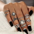 thumbnail image 1 of WIZUTIZ 10pcs/Set Women Bohemian Vintage Stack Rings Above Knuckle Rings Holiday Saving Silver, 1 of 5