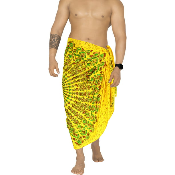 Waarschuwing zwaar blootstelling HAPPY BAY Men Swimwear Pareo Sarong LAVA LAVA Coverups Wrap One Size  Yellow_M400 - Walmart.com