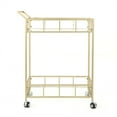 thumbnail image 3 of Yesurprise Rolling Bar Cart, 2-tier Metal Storage Cabinet Serving Cart with Glass Rack Shelves, Kitchen Island with Wheels, Kitchen Cart with Guardrail for Living Room Bar, 3 of 8