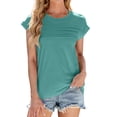 thumbnail image 2 of Lixiuxyad Women's Spring/summer Round Neck With Loose Short Sleeve T Shirt Floral Cute,Green M, 2 of 5