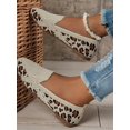 thumbnail image 4 of Women Leopard Print Square Toe Knitted Loafers Breathable Slip On Walking Shoes Lightweight Soft Sole Casual Footwear for Daily Wear, 4 of 4