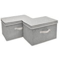 thumbnail image 6 of Foldable Fabric Storage Bins with Lids, Gray Storage Boxes for Closet, 2-Pack, 15.7" x 10.2" x 9.8", 6 of 9