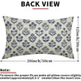 thumbnail image 3 of Navy Blue Floral Pillow Covers 12x20 Inch Set of 2, Block Print Lumbar Flower Cream Decorative Throw Pillowcases Outdoor Farmhouse Rectangle Cushion Covers Spring Summer Sofa Couch Bed Decor, 3 of 6