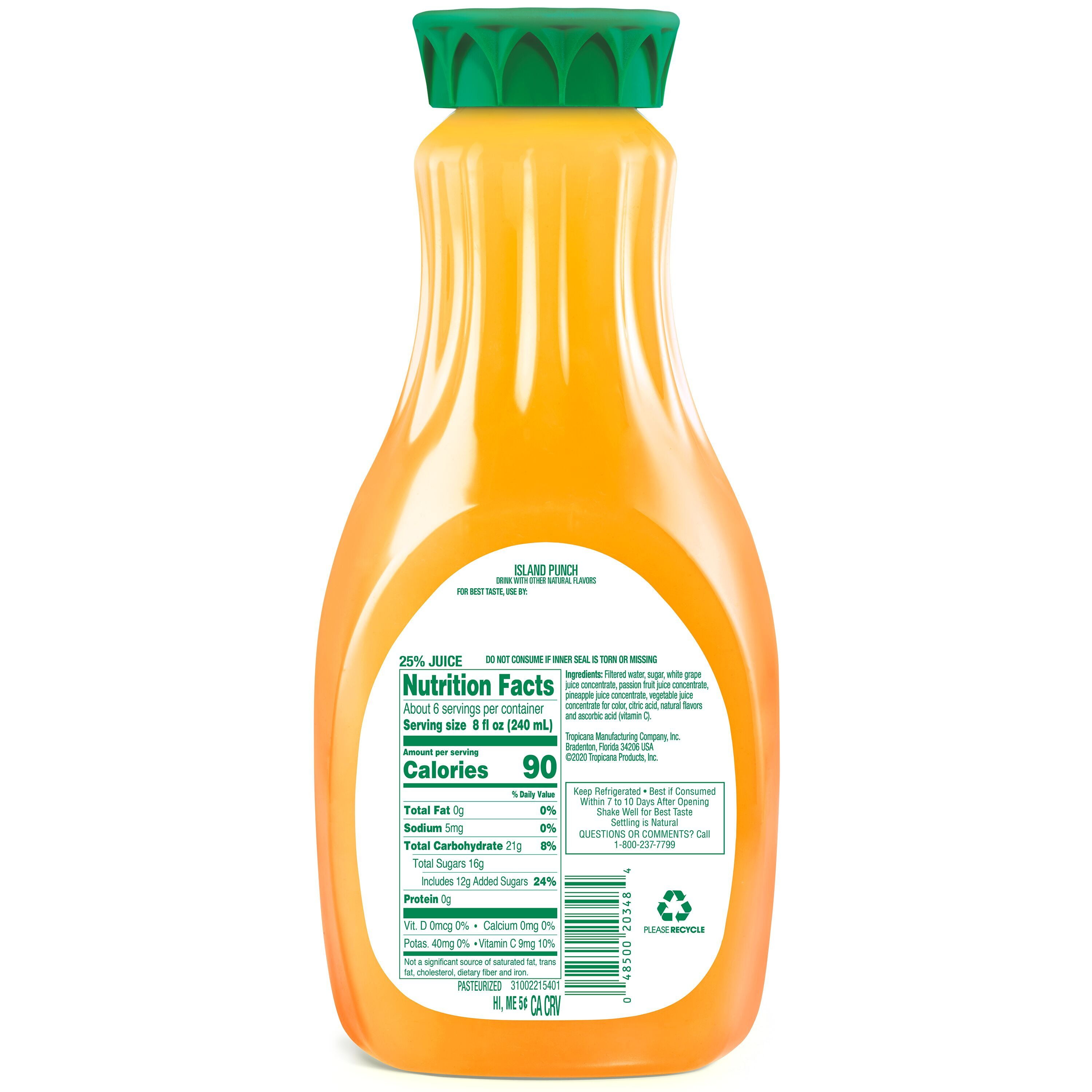 Tropicana, Island Punch Fruit Juice, 52 fl oz, Bottle