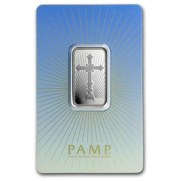 Pamp Suisse Religious Series Romanesque Cross 10 Gram Silver Bar - In Assay