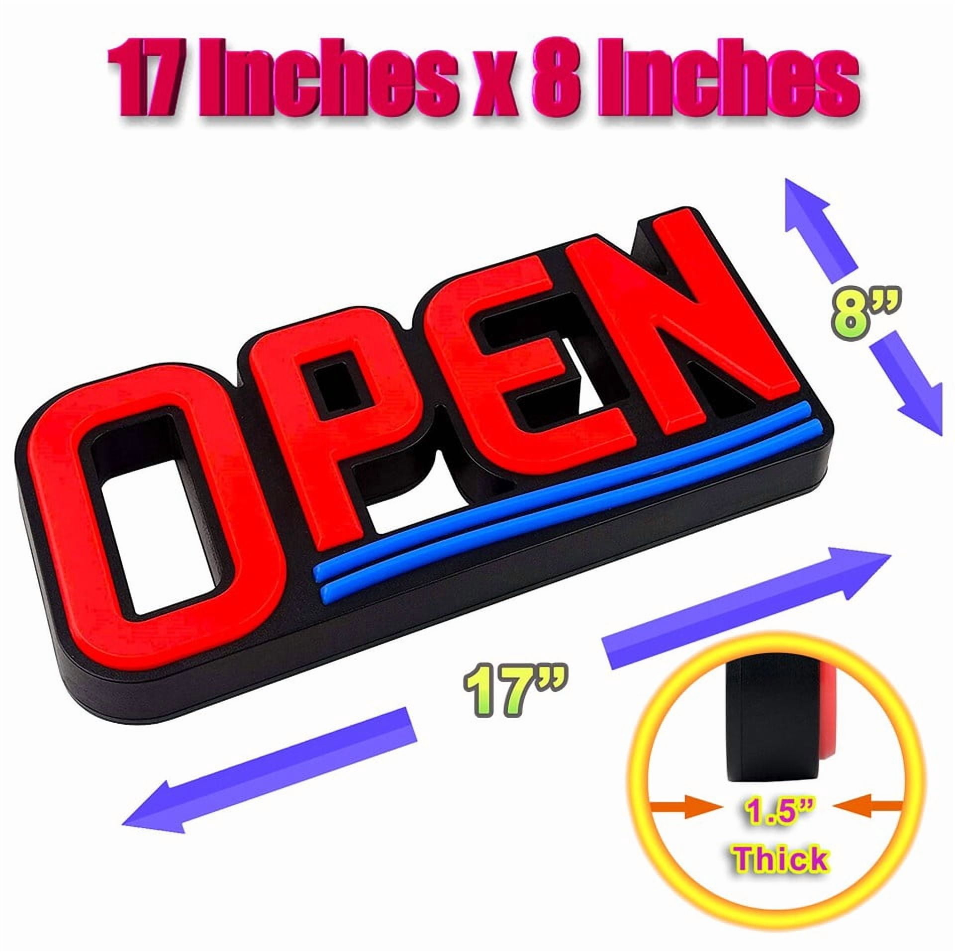 Ultra Bright LED Neon Light Business Open Sign Display for Restaurant Store Shop ( 17" x 8" Rectangle Red & Blue )