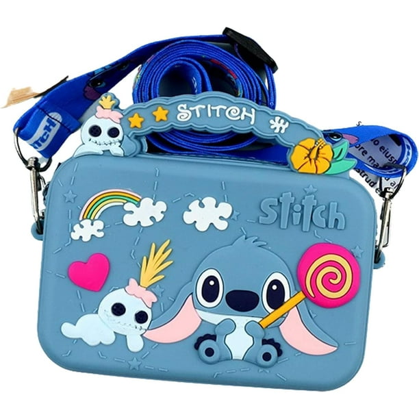 Cartera con correa ajustable, cremallera y dije para niñas, inspirada en Lilo y Stitch.