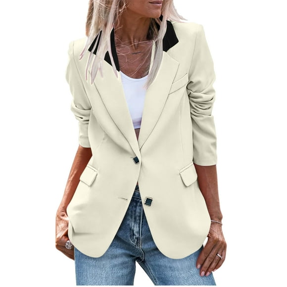 Pisexur Womens Blazers for Work Casual Solid Color Suit Blazers Two Buttons Blazer Jacket Fashion Formal Office Suit Jackets with Pockets Long Sleeve Fall Jackets for Women